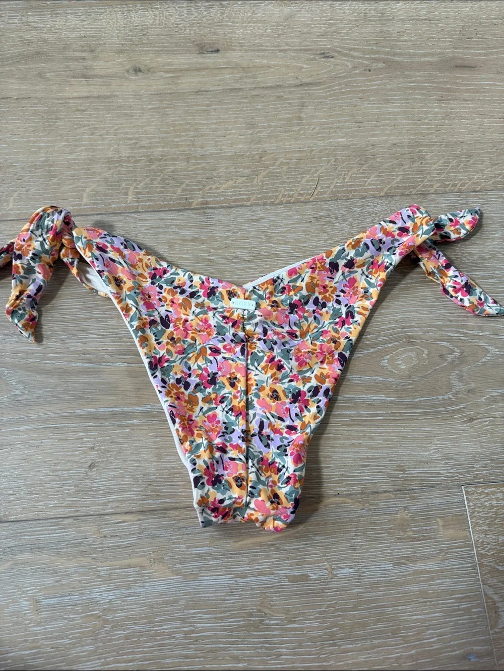 Roxy Floral Tie-Side Bikini Bottom — White, Pink, Yellow Size XS